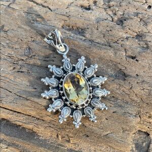 Gorgeous silver .925 and citrine sunburst pendant.